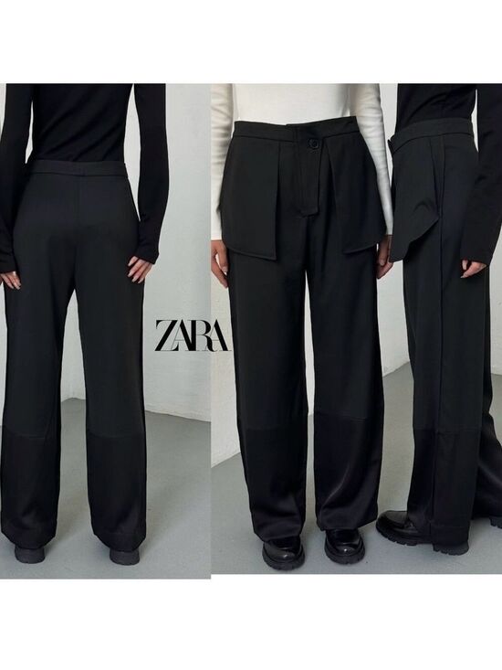 Zara Pants - Zara Inside Out Tailored Trouser Dress Pants High Waisted Straight Leg Black XL